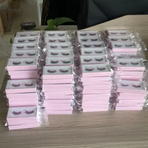 Private Label Russian Strip Eye Lashes D Curl Custom Packaging Box Natural Faux Mink Lashes Winged Hand Made OEM
