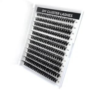 Private Label Salon Quality Luxurious 3D Wispy DIY Cluster Lashes Kit Fluffy Matte Black Segmented Eyelashes Extension