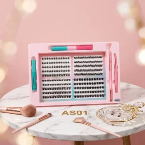 Private Label Segment Eyelash With Glue and Tweezers DIY Cluster Lashes Kit Long Lasting Lash Extensions