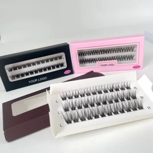 Private Label Segment Lashes with Paper Box Premade Individual Fan Lash Extension Custom Natural Faux Mink Clusters