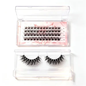Private Label Segmented Cluster False Eyelashes C Curl Thin Band Soft Lightweight Lash Extensions Friendly Reusable Makeup