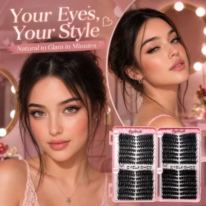 Private Label Semi Hand Made Lash Clusters Bond Seal Cat Eye Faux Mink 80D 100D Professional Use Black Cotton Stalk