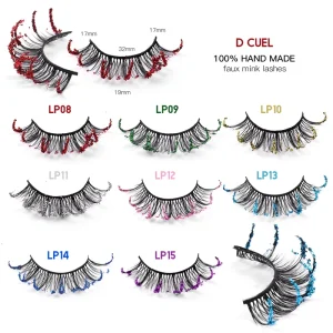 Private Label Shimmer Dramatic Glitter Colored Lashes Deep Curl Faux Mink Lashes Party Sequins Lashes With Color