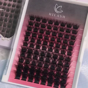 Private Label Soft Fluffy Fiber Handmade Waterproof Cluster Lashes with Glue Tweezers