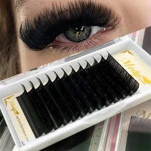 Private Label Soft Russian Volume Eyelash Extension Trays Dark Matte Black Silk Mink Cashmere Fan Eyelashes