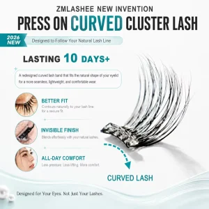 Private Label Sticky Pre Glued Curve Band Lash Clusters Diy Self Adhesive Press On Cluster Eyelash Kit No Glue Need
