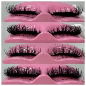 Private Label Strip Lashes That Look Like Extensions 3D Spike Eyelashes Bulk 25mm Handmade Fluffy Mink Top Lashes