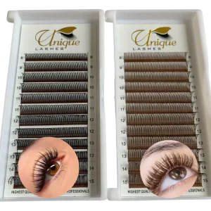Private Label Synthetic Cruelty Free Loose Base Matte Black Angel Lashes Extensions Wispy Wet Lash Pre Made Fans Dark Brown