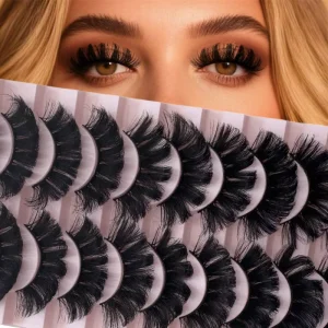 Private Label Synthetic Hair Black Cotton Band 3D Eyelash Cat Eye Fox Eye Full Strip Lashes