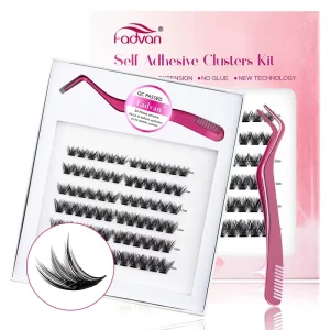 Private Label Synthetic Hair Segmented Eyelash Volume Soft Natural Long Individual Diy Self adhesive Cluster Lashes Extensions