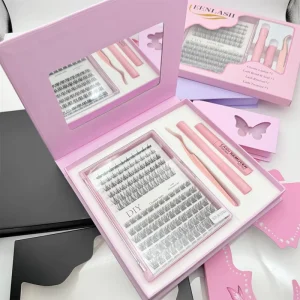 Private Label Synthetic PBT 200D DIY Cluster Eyelashes Professional Segment Lashes Cluster Kit Eye Lashes Clusters