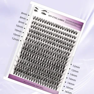 Private Label Thick High Volume 280 Cluster D Curl Semi hand Made Pre Cut Pre Cut Segmented Eyelashes