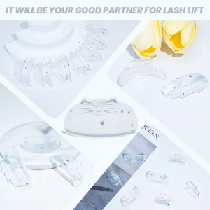 Private Label Transparent 8 Piece Lash Lift Shield Reusable Lash Lift Perm Pads Rollers No Glue cat Ear Curling Rods Lash Lift