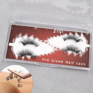 Private Label Vegan Self Adhesive Pre Glued Half Lash Extensions Plant Fiber Cruelty Free Invisible Clear Band 100%
