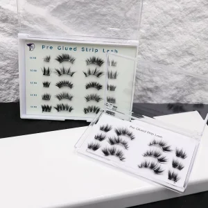 Private Label Vegan Synthetic Hair Self-Adhesive Strip Lashes 3-10 Day Hold Reusable 3D Effect Cruelty-Free No Glue Needed