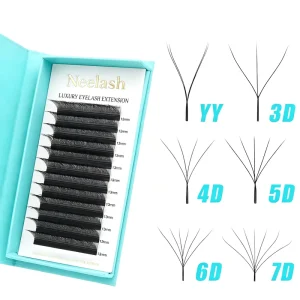 Private Label Volume Eyelash Extension Individual False Eyelashes YY W V SHAPE Clover Lashes Fibras Tecnologicas Eyelashes