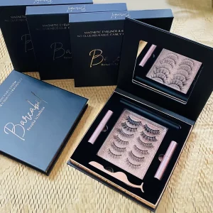 Private Label Waterproof Magnetic Eyelashes and Eyeliner Set 5 6 10 Magnets Natural Long Magnetic Lashes