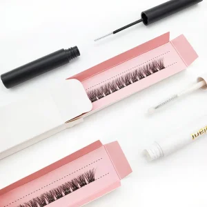 Private Label Wispy Pink Lash Box Packaging Segment DIY Lash Extension Kit Bond and Seal 2 in 1 DIY Lash Cluster