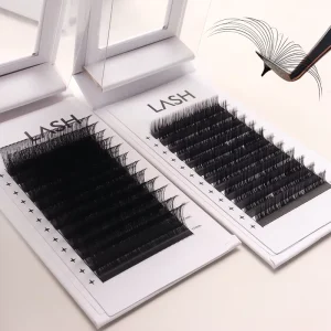 Private Label logo Soft Volume Eyelash Extension Trays Dark Matte Black Silk Cashmere Eye Lash Extension