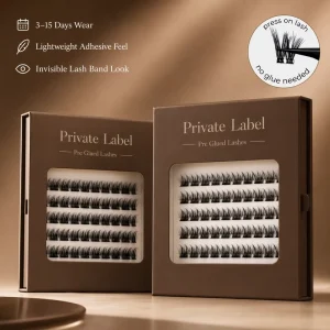 Private Labels 3D Natural and Light Weight Soft Pre Glued Cluster Lashes Self Adhesive DIY Eyelashes No Glue Needed