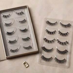 Private Labels Brown Nude Beige Packaging 3D Mink Eyelashes Small Natural Short Half Lashes for Five Packs End Eyelash