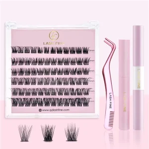 Private Logo 1mm Tape Black Clear Band Segment Strip Lashes Faux Mink Vegan Pre Cut Lashes