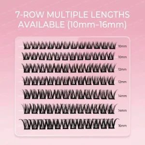 Private label PBT Self adhesive D curl Fluffy Handmade Individual Cluster Eyelash Extensions Black Cotton Stalk Band Waterproof