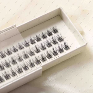 Private logo Self Adhesive Manga Anime Hair Invisible Clear Band Pre Glued Cluster Lashes 3D Natural Prss on Eyelash Extensions