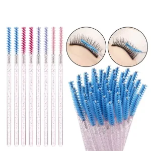 Professional 50 Pcs Solid Handle Tool Makeup Eyebrow Disposable Brush Mascara Wand Lash Spoolie Applicator Eye Eyelash Extension