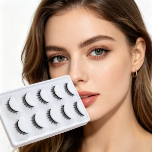 Professional Beginner Friendly Press on Semi Handmade 5D Black Band Natural Look Girls Anime Lashes
