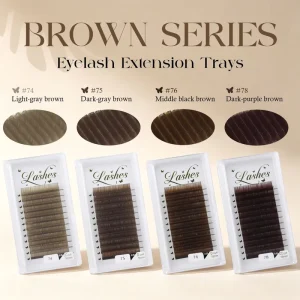 Professional Brown Eyelash Extensions Soft Natural Dark Brown Lashes Individual Eyelash Tray Private Label Matte