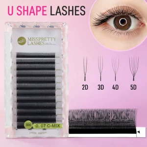 Professional C CC D Curl Eyelash Extension U Shaped Individual Lashes Tray Matte Black Soft Korea PBT Private Label