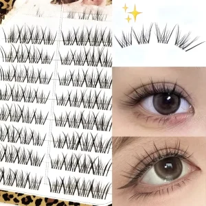 Professional DIY Lash Extension Kit 24mm Fluffy C D Curl Glueless No Band Dark Cashmere Lash Clusters with Bond Sealer