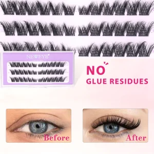 Professional Glue Free Lashes 36 Clusters 3 Rows Mix 8 14mm D Curl Self adhesive Press on DIY Cluster Lashes OEM Private Label