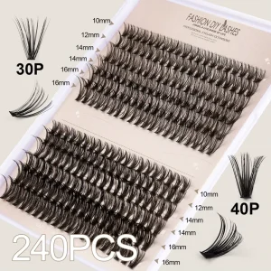Professional Handmade C D for Korean PBT Synthetic Hair Cluster Lash Cut Eyelash DIY Lash Extension Kit 240pcs
