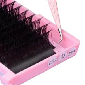 Professional Handmade Cashmere Matte Lash Trays Mega Volume Customized 0.03 0.05 0.07 Thickness B C D Curl Black