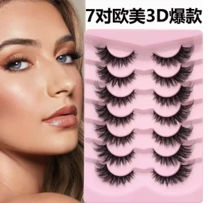 Professional Makeup Popular Black Synthetic Hair Full Strip Eyelashes 0.07MM Thickness Reusable Cruelty Free
