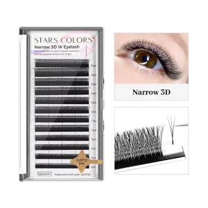 Professional Narrow W Shape Eyelash Extensions 2D 3D 4D 5D Clover Premade Fans 0.07 CC D DD Curl Soft Faux Mink Mix Length Tray