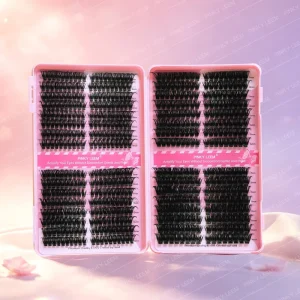Professional OEM Hand Made Fine Silk Fluffy D Curl Thin Base Mega Volume 50 60 80100D Individual Lashes Tray Set