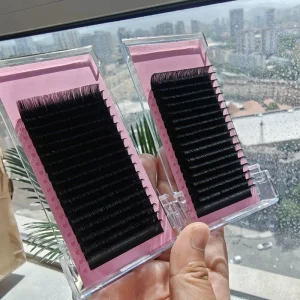 Professional Russian Handmade Classic Lash Trays C D Cashmere Extensions 25mm PBT Fiber Silk Lashes 3D Matte Black CC DD