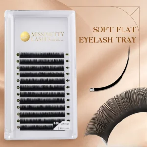 Professional Soft Flat Eyelash Extension Ellipse Lashes Tray Matte Black Split Tip Individual Lashes Private Label