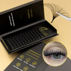 Professional Synthetic Hair Lash Trays Easy To Make Fan Premade Volume Eyelash Extensions Dark Brown Silk Trays
