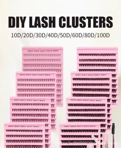 Professional Thick Style Segmented Lashes Waterproof DIY Extension Kit 40D Pro Cluster Eyelashes Soft Cotton Band Quick Home