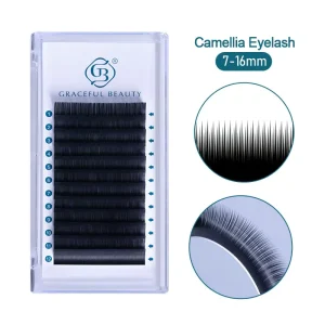 Professional Volume Camellia Lashes Super Soft Black Handmade Ellipse Extensions Grafting Eyelash 0.05 0.07mm PBT
