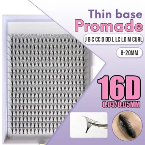 Promade XXL Wide 16D Lash Extensions Fans .03 .05 Sharp Base Premade Fans Long Stem 6D 15mm Mega Volume Eyelashes Manufacturer