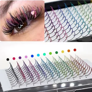 Pulin Saisi Handmade Halloween Decorations Mixed Extended Lashes Synthetic Hair 12 Rows Individual Cluster 0.07mm Thickness CC