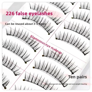 Pure Handmade 226 Synthetic Hair False Eyelashes Natural Nude Makeup Realistic Cotton Thread stem Studio Daily Thick Student