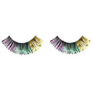 Purple Green Gold Synthetic Tinsel Eyelashes Self Adhesive Lightweight False Lashes Mardi Gras Costume Party Accessories