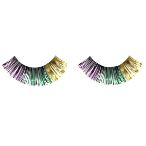 Purple Green and Gold Mardi Gras Eyelashes Pair for Festive Celebrations