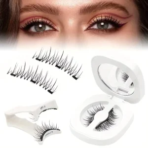 QM Brand 3D Natural Look Handmade Magnetic Lashes Kit Light Weight Reusable Water Resistant Travel Size C Curl Applicator No